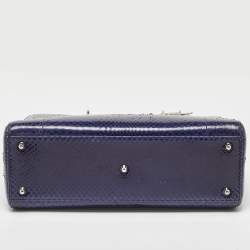 Dior Navy Blue Python Large Lady Dior Tote