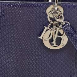 Dior Navy Blue Python Large Lady Dior Tote