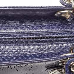 Dior Navy Blue Python Large Lady Dior Tote