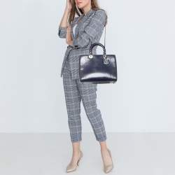 Dior Navy Blue Python Large Lady Dior Tote