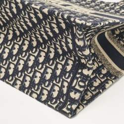 مملوكة مسبقًا Dior Navy Blue Oblique Embroidered Canvas Large Book Tote