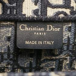 مملوكة مسبقًا Dior Navy Blue Oblique Embroidered Canvas Large Book Tote