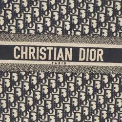 مملوكة مسبقًا Dior Navy Blue Oblique Embroidered Canvas Large Book Tote