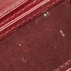 Pre Owned Dior Red Cannage Patent Leather Jasmine Card Holder