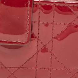 Pre Owned Dior Red Cannage Patent Leather Jasmine Card Holder