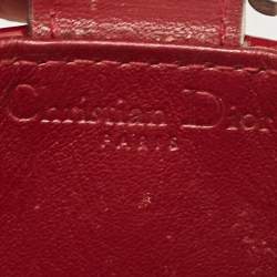 Pre Owned Dior Red Cannage Patent Leather Jasmine Card Holder