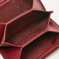 Pre Owned Dior Red Cannage Patent Leather Jasmine Card Holder