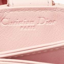 Pre Owned Dior Light Pink Cannage Patent Leather Jasmine Card Holder