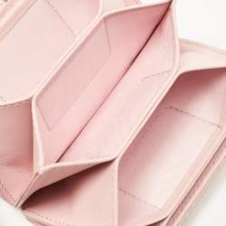 Pre Owned Dior Light Pink Cannage Patent Leather Jasmine Card Holder