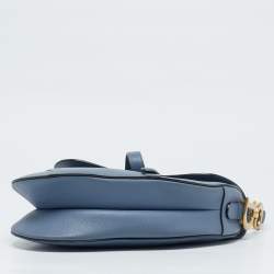 Pre Owned Dior Blue Leather Saddle Bag