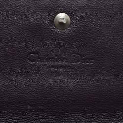Pre Owned Dior Purple Cannage Patent Leather Lady Dior Wallet On Chain