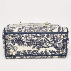 Pre Owned Dior Blue/Blue Embroidered Canvas Medium Toile de Jouy Lady D-Lite Tote
