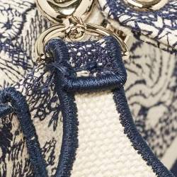 Pre Owned Dior Blue/Blue Embroidered Canvas Medium Toile de Jouy Lady D-Lite Tote