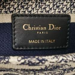 Pre Owned Dior Blue/Blue Embroidered Canvas Medium Toile de Jouy Lady D-Lite Tote
