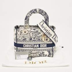 Pre Owned Dior Blue/Blue Embroidered Canvas Medium Toile de Jouy Lady D-Lite Tote