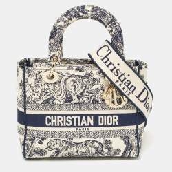 Pre Owned Dior Blue/Blue Embroidered Canvas Medium Toile de Jouy Lady D-Lite Tote