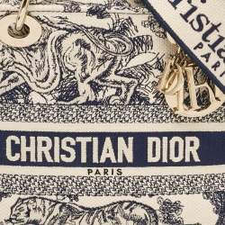 Pre Owned Dior Blue/Blue Embroidered Canvas Medium Toile de Jouy Lady D-Lite Tote