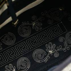 Pre Owned Dior Navy Blue/White Embroidered Cornely Canvas Medium Lady D-Lite Tote