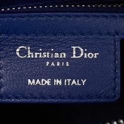 Pre Owned Dior Blue Cannage Leather Medium Lady Dior Tote