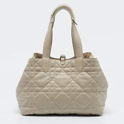 Pre Owned Dior Powder Beige Leather Medium Toujours Bag