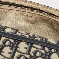 Pre Owned Dior Blue Oblique Canvas Medium Chain Saddle Pouch
