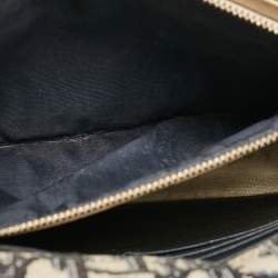 Pre Owned Dior Blue Oblique Canvas Medium Chain Saddle Pouch