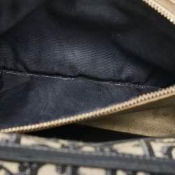 Pre Owned Dior Blue Oblique Canvas Medium Chain Saddle Pouch