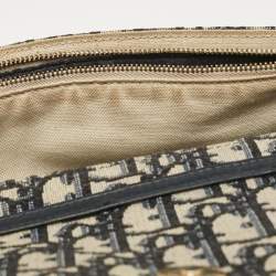 Pre Owned Dior Blue Oblique Canvas Medium Chain Saddle Pouch