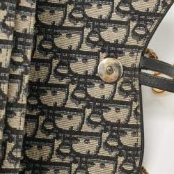 Pre Owned Dior Blue Oblique Canvas Medium Chain Saddle Pouch