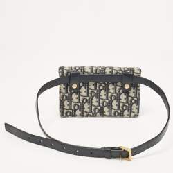 Dior Navy Blue Oblique Canvas and Leather Saddle Belt Pouch