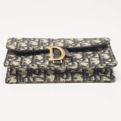 Dior Navy Blue Oblique Canvas and Leather Saddle Belt Pouch