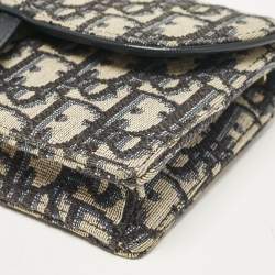 Dior Navy Blue Oblique Canvas and Leather Saddle Belt Pouch