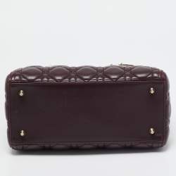 Dior Dark Burgundy Cannage Leather Medium Lady Dior Tote
