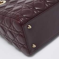 Dior Dark Burgundy Cannage Leather Medium Lady Dior Tote