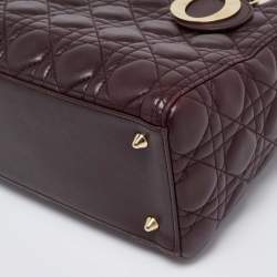 Dior Dark Burgundy Cannage Leather Medium Lady Dior Tote