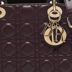 Dior Dark Burgundy Cannage Leather Medium Lady Dior Tote
