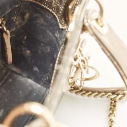 مملوكة مسبقًا Dior Gold Microcannage Patent Leather Mini Lady Dior Tote