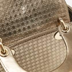مملوكة مسبقًا Dior Gold Microcannage Patent Leather Mini Lady Dior Tote