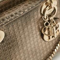 مملوكة مسبقًا Dior Gold Microcannage Patent Leather Mini Lady Dior Tote