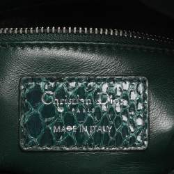 Pre Owned Dior Green Python Mini Lady Dior Chain Tote