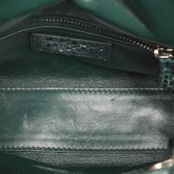 Pre Owned Dior Green Python Mini Lady Dior Chain Tote