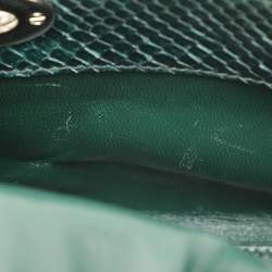 Pre Owned Dior Green Python Mini Lady Dior Chain Tote
