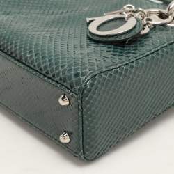 Pre Owned Dior Green Python Mini Lady Dior Chain Tote