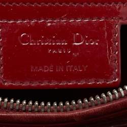 Pre Owned Dior Red Cannage Patent Leather Medium Lady Dior Tote