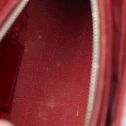 Pre Owned Dior Red Cannage Patent Leather Medium Lady Dior Tote