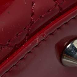 Pre Owned Dior Red Cannage Patent Leather Medium Lady Dior Tote