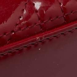 Pre Owned Dior Red Cannage Patent Leather Medium Lady Dior Tote