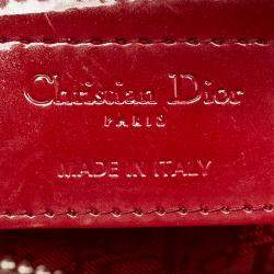Pre Owned Dior Red Cannage Patent Leather Large Lady Dior Tote