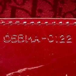 Pre Owned Dior Red Cannage Patent Leather Large Lady Dior Tote