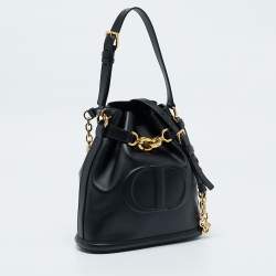 Pre Owned Dior Black Leather Medium C'est Dior Bucket Bag